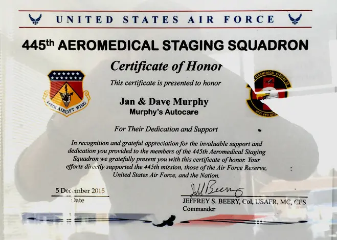 Murphy’s Autocare was presented with a Certificate of Honor featured image